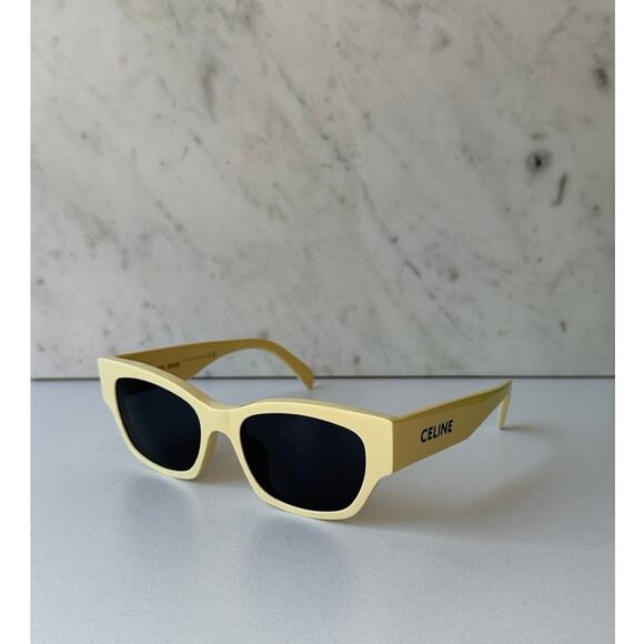 NEW Celine CL40197U Cat Eye Butter Yellow Logo Sunglasses - Picture 2 of 7